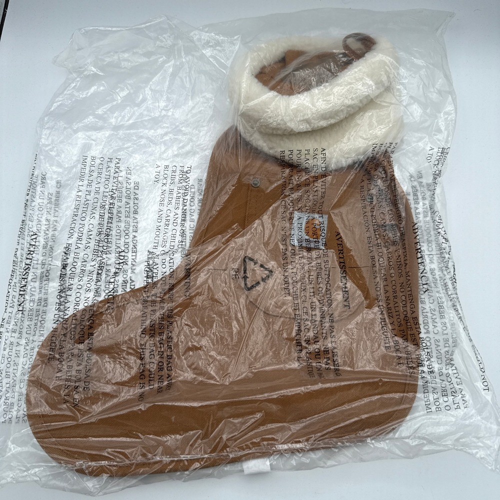 Carhartt Brown Duck Canvas Christmas Stocking Sherpa Trim‎ 102301211 NWT